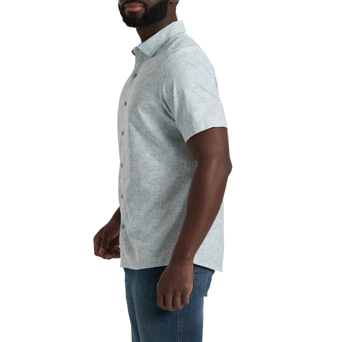 Men’s Subtle Printed Packable Short Sleeve Button Down Shirt