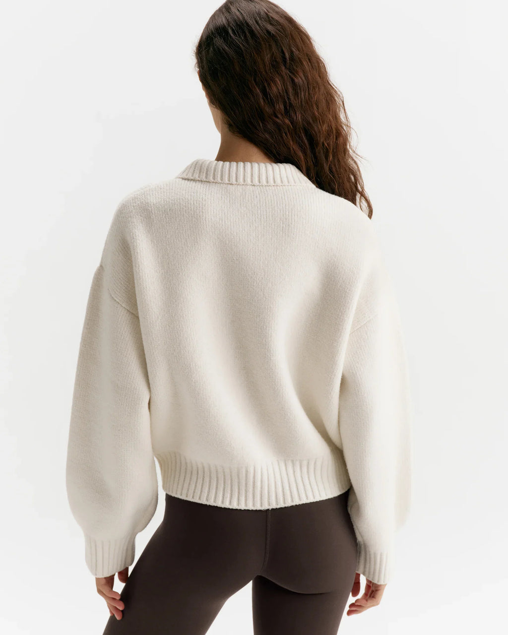 Collared Zip‑Up Knit Bomber Top Jacket