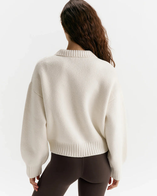 Collared Zip‑Up Knit Bomber Top Jacket