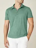 Men’s 3 Button Ultra-Light Linen Jersey Short Sleeve Polo Shirt